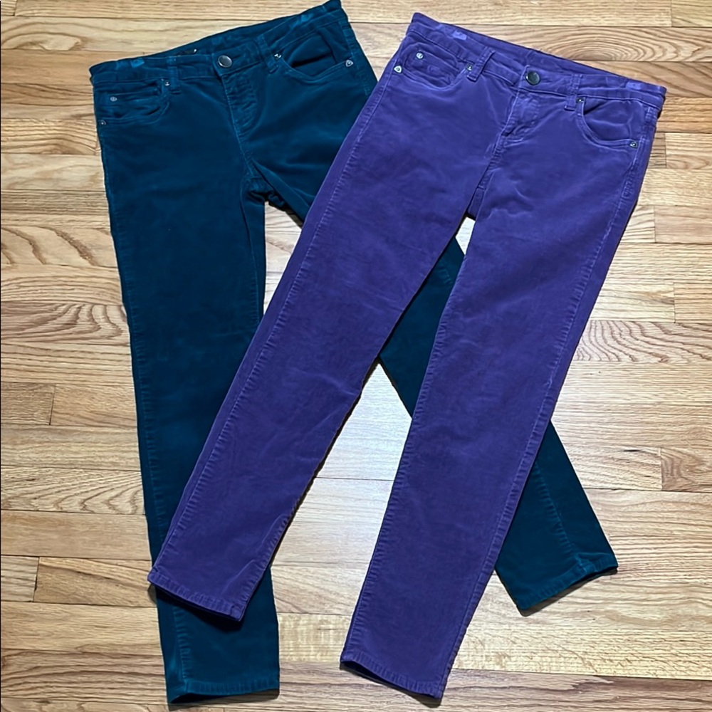 Kut from the Kloth Purple and Teal corduroys